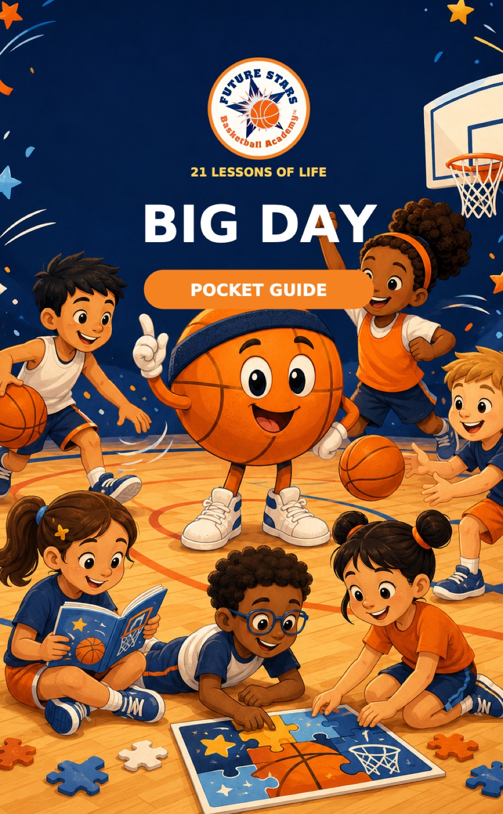 Cover of the Big Day Pocket Guide: illustrated children playing basketball.